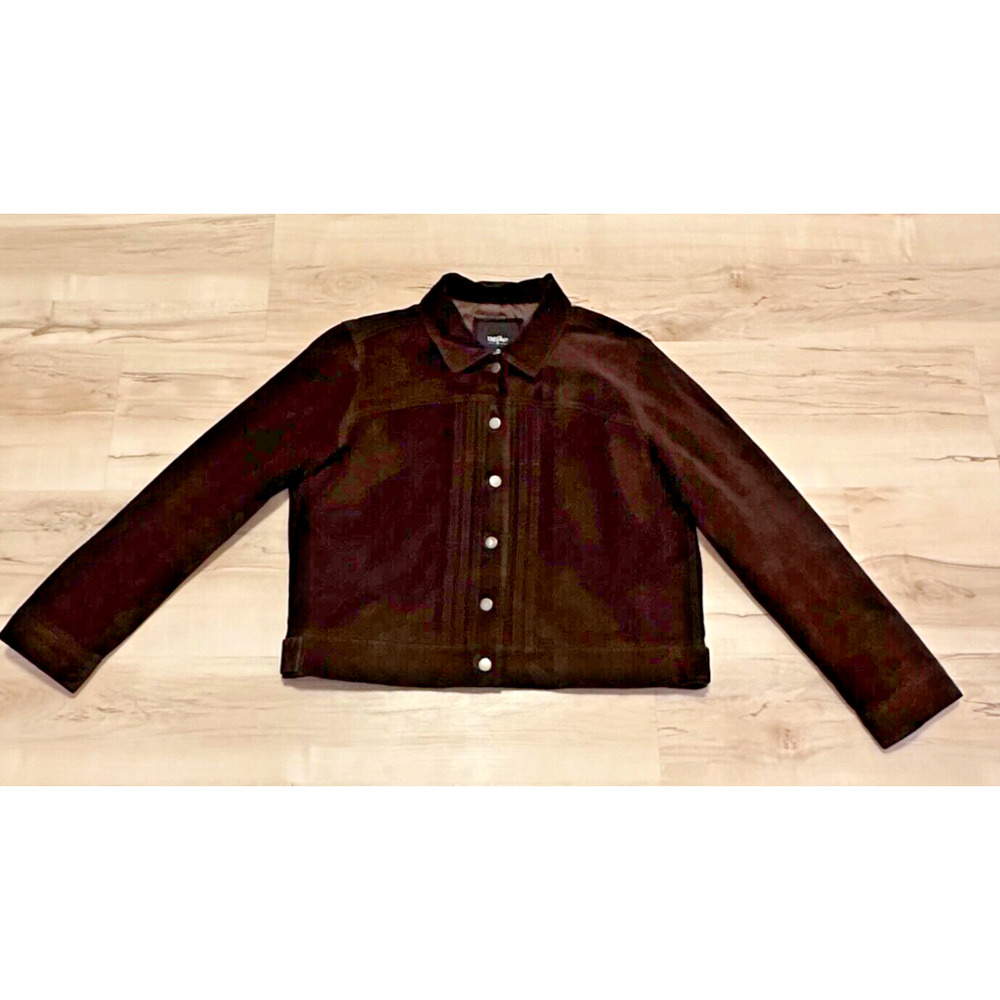 Mossimo Women Medium 100% Suede Leather Jacket‎ Lined 6 Buttons Chocolate Brown